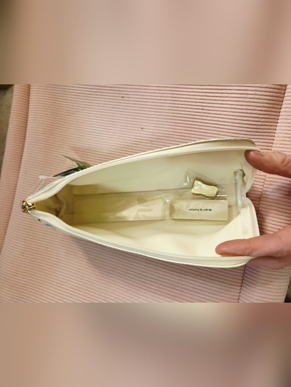 kate spade Cream Floral Pencil Pouch Or Cosmetic Pouch with Flower Accents - Picture 3 of 3